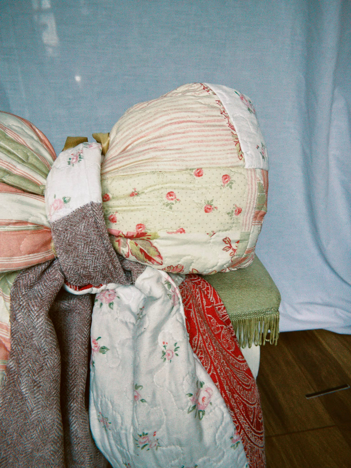 Oversized Pink Patchwork Bow Pillow