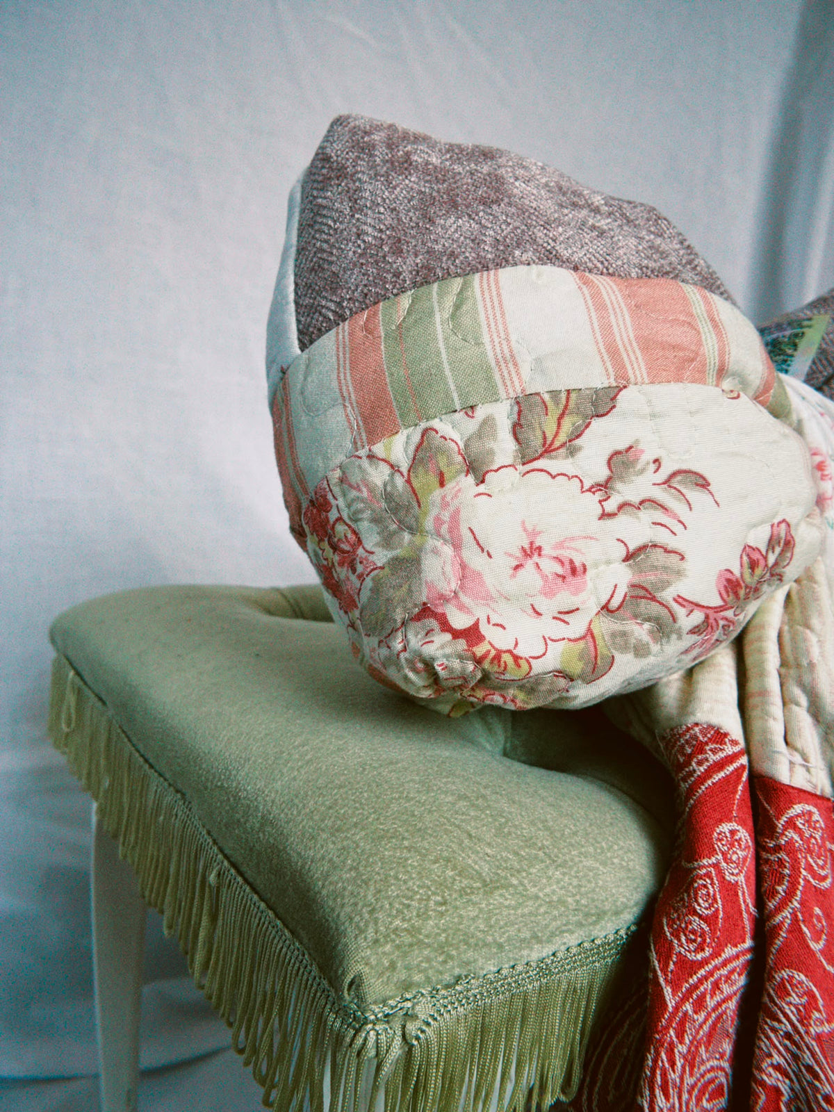 Oversized Pink Patchwork Bow Pillow