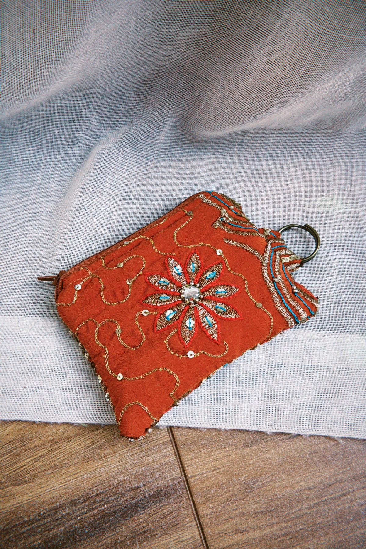 Tangerine Sari Keyring Coin Purse