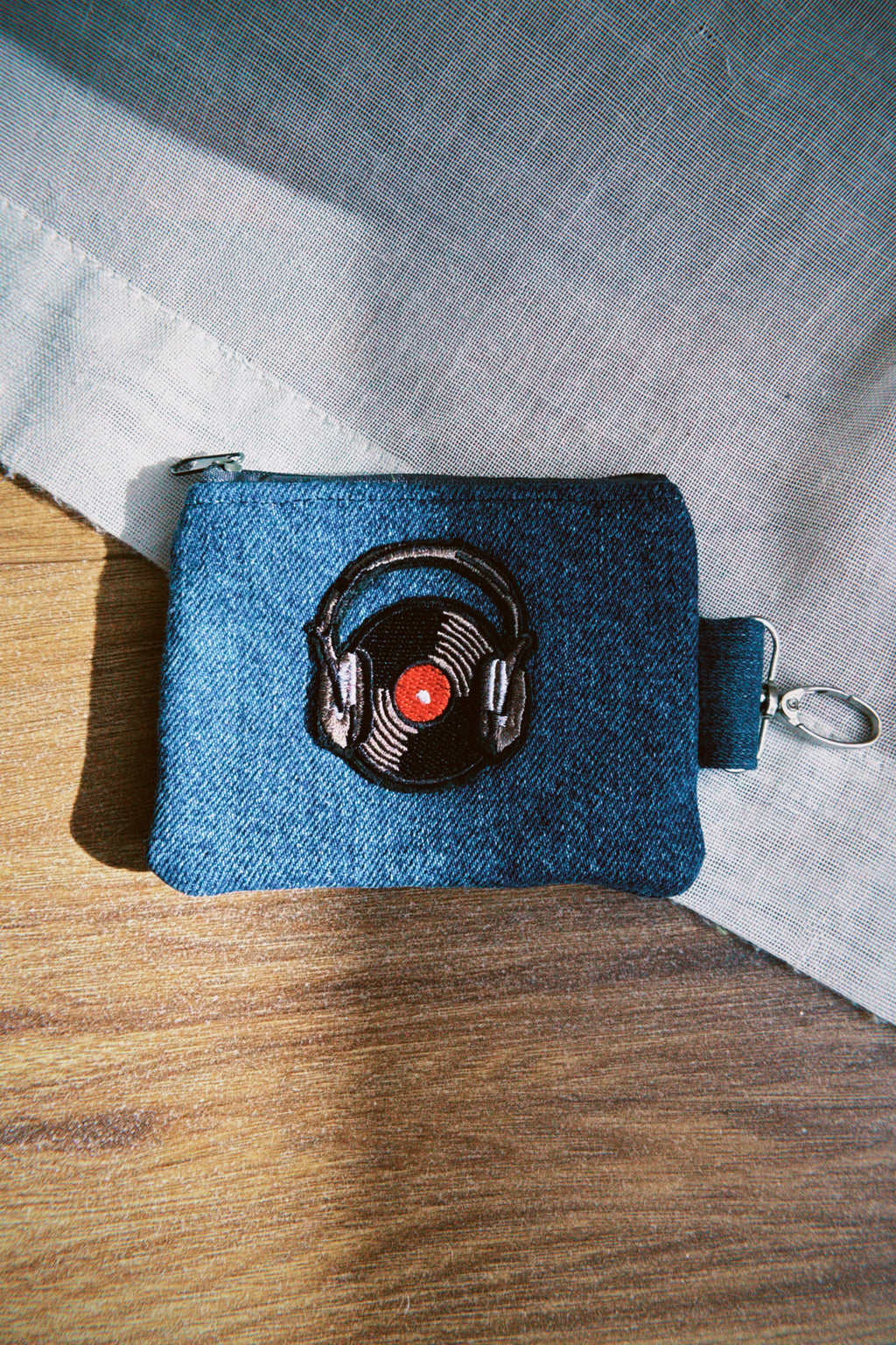 Vinyl Denim Keyring Coin Purse