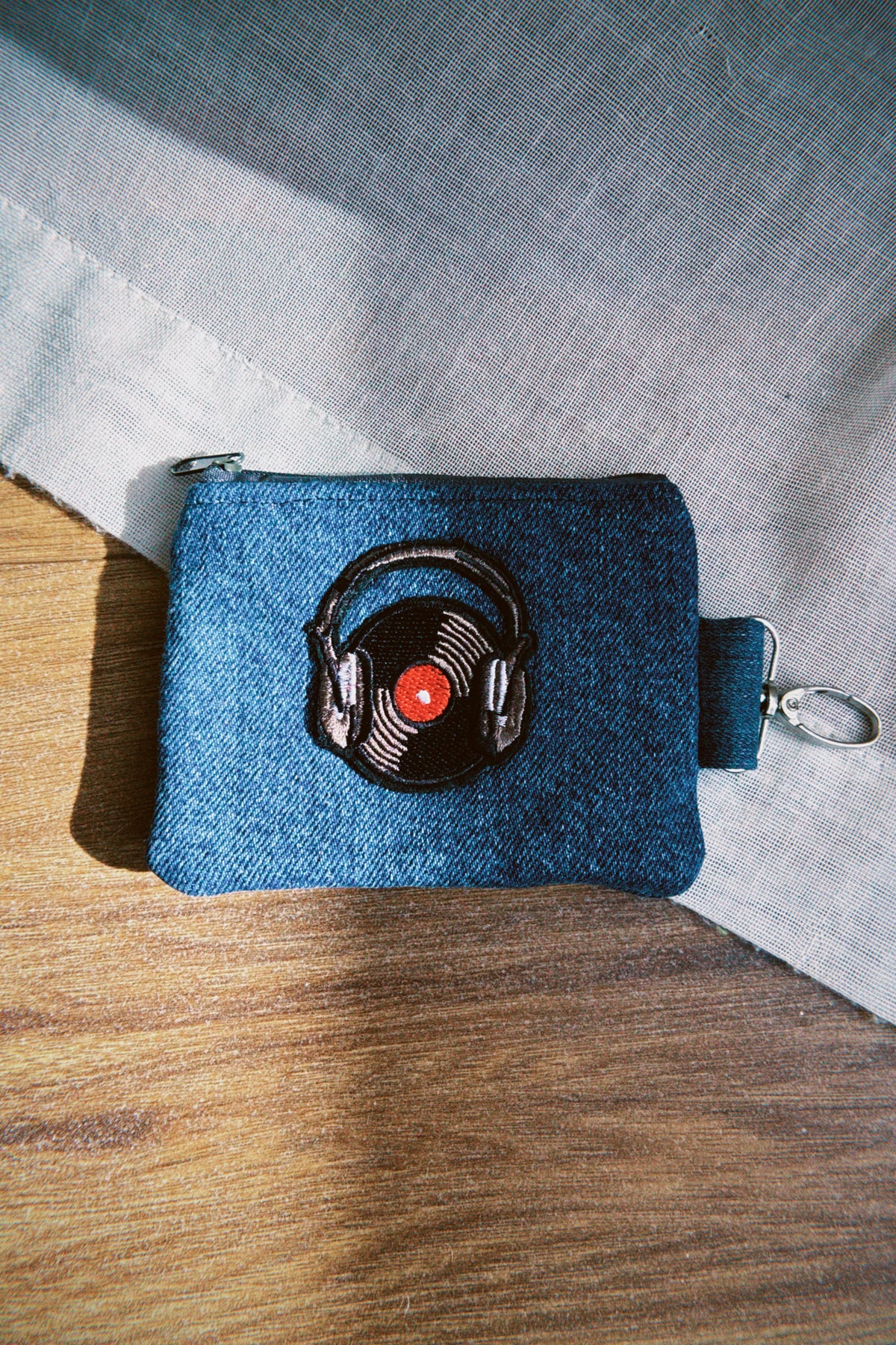 Vinyl Denim Keyring Coin Purse