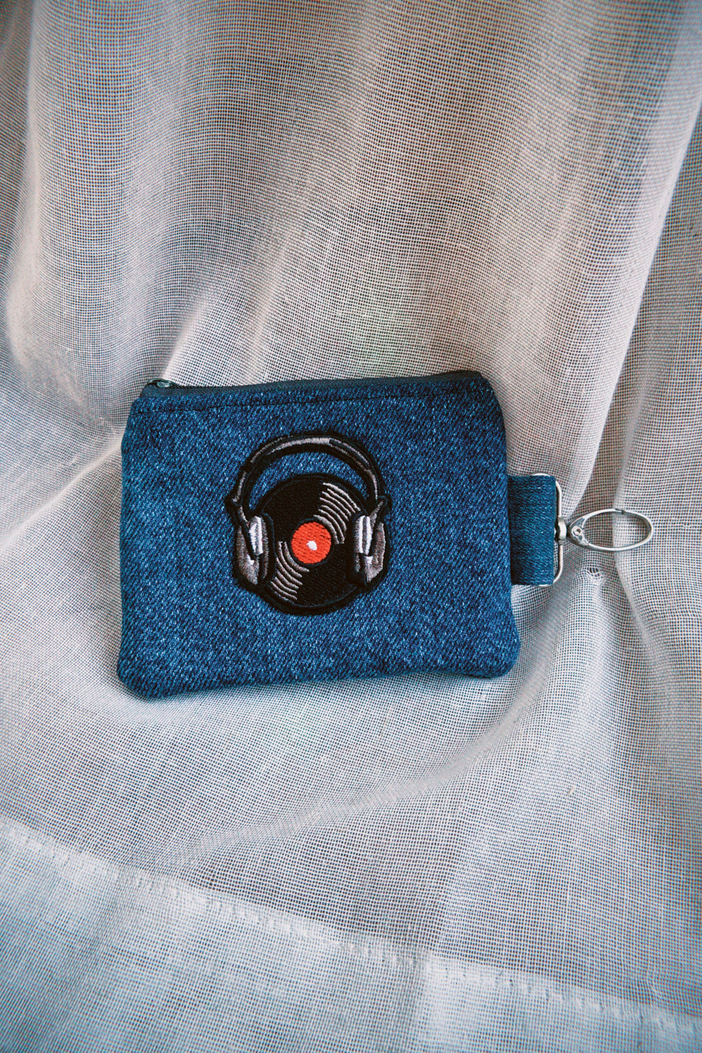 Vinyl Denim Keyring Coin Purse