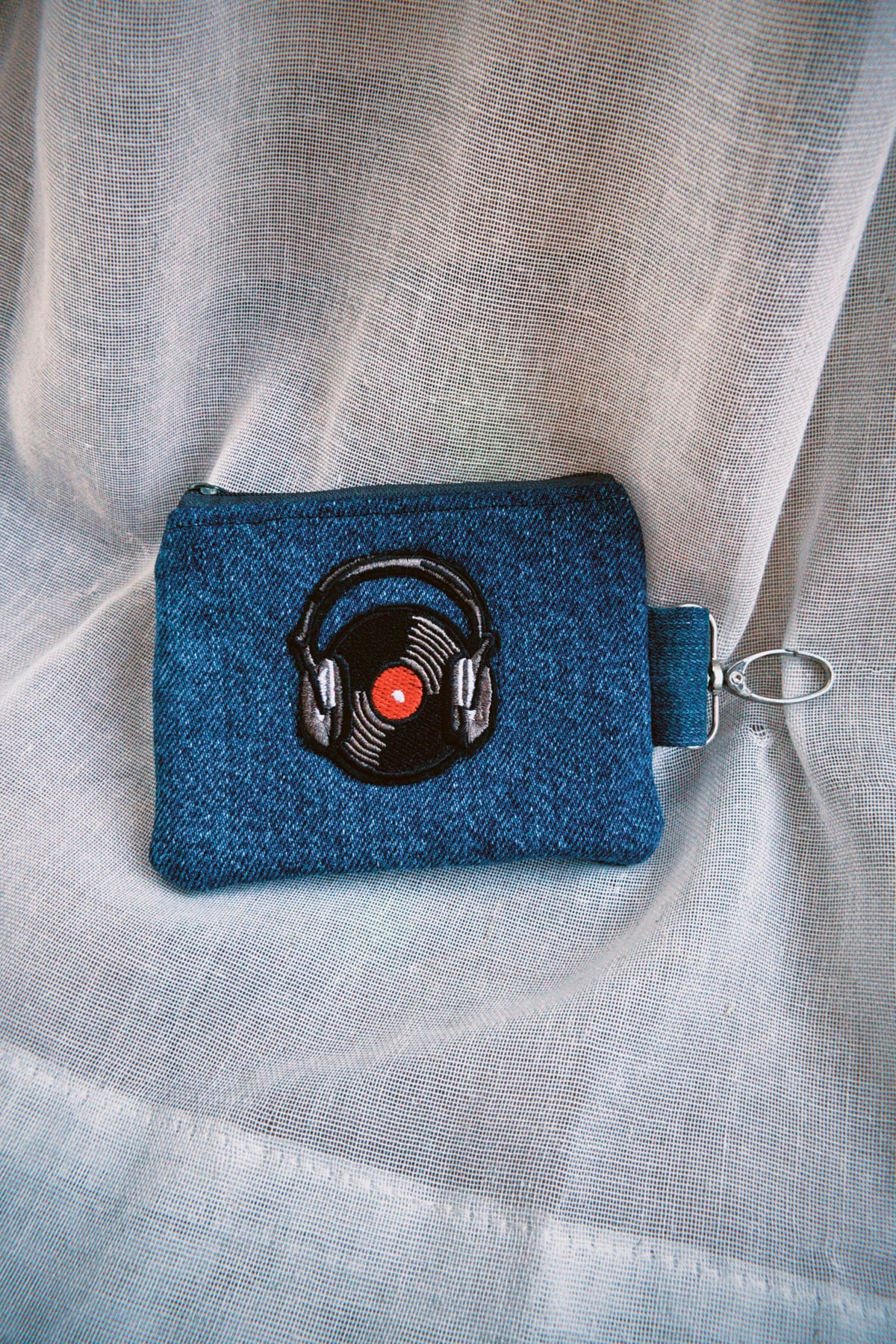 Vinyl Denim Keyring Coin Purse