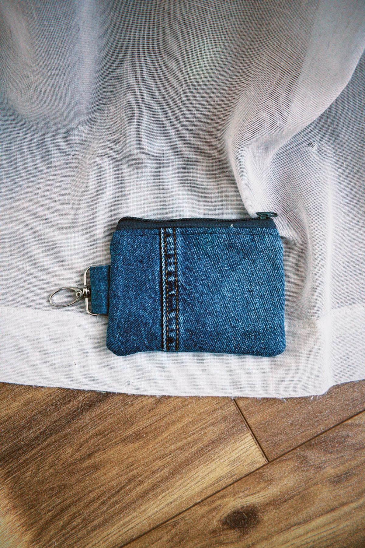 Vinyl Denim Keyring Coin Purse