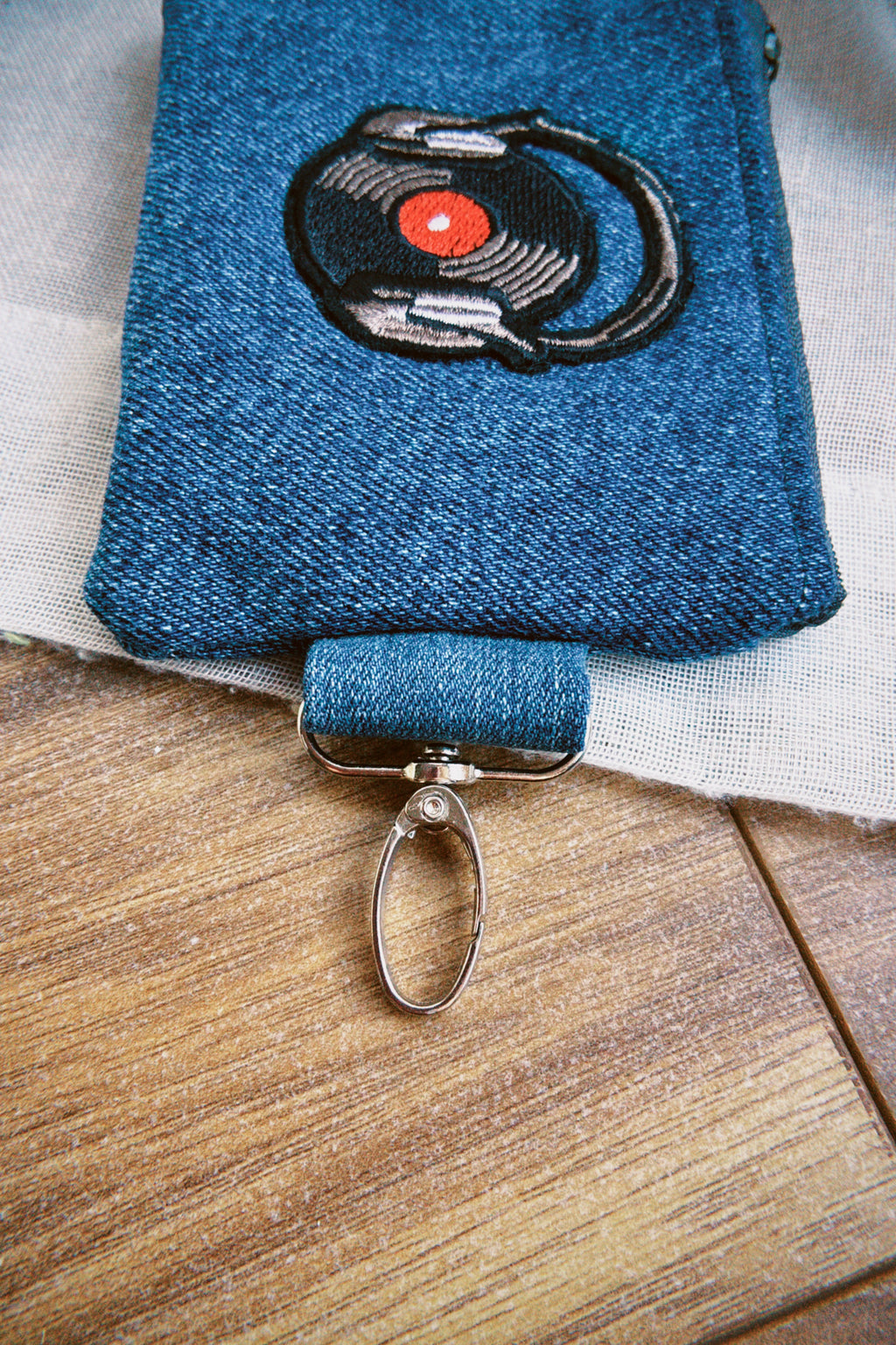 Vinyl Denim Keyring Coin Purse