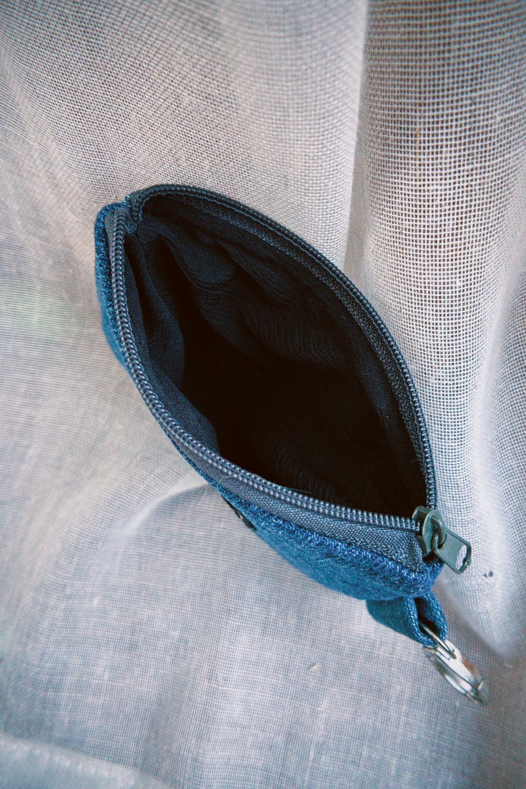Vinyl Denim Keyring Coin Purse